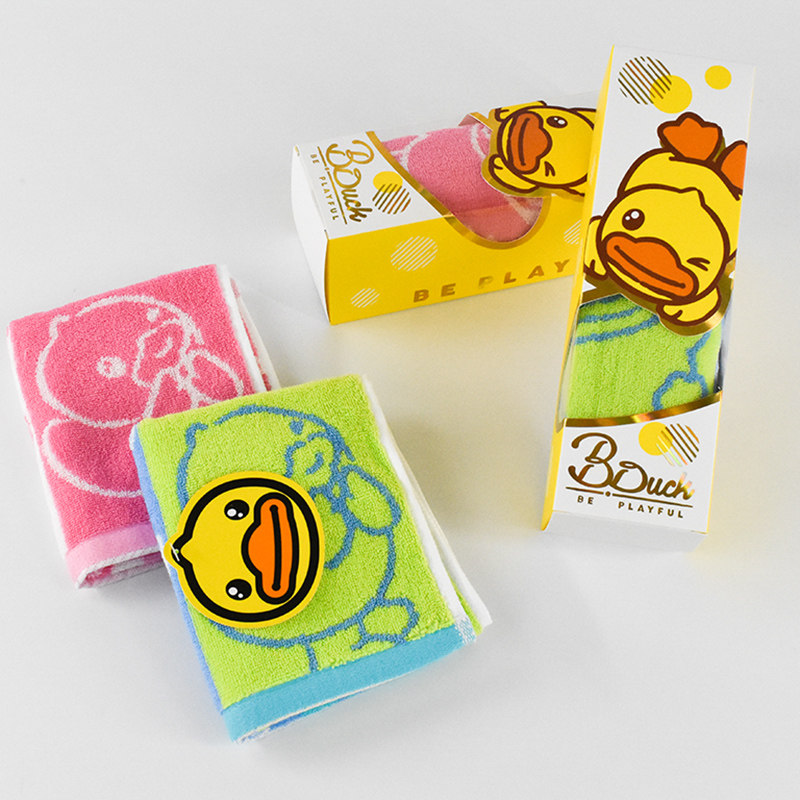 duck小黄鸭婴儿纯棉小毛巾新生超软洗脸洗澡宝宝儿童吸水礼盒装