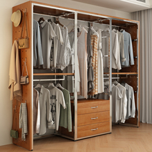 金属衣柜洞洞板实木2025新款爆款卧室家用铁艺钢架结构定制衣帽间