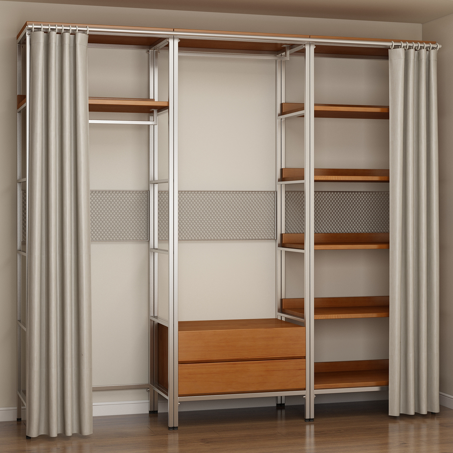 金属衣柜架实木衣帽间