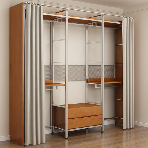 金属衣柜架实木衣帽间