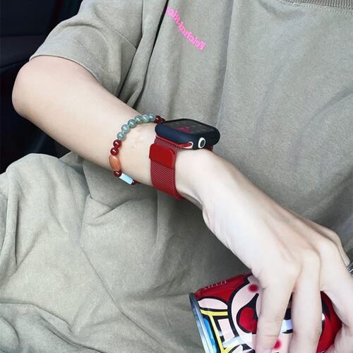 磁吸扣苹果手表表带适用iwatch1-9代SE男女款高级感小众2024新款
