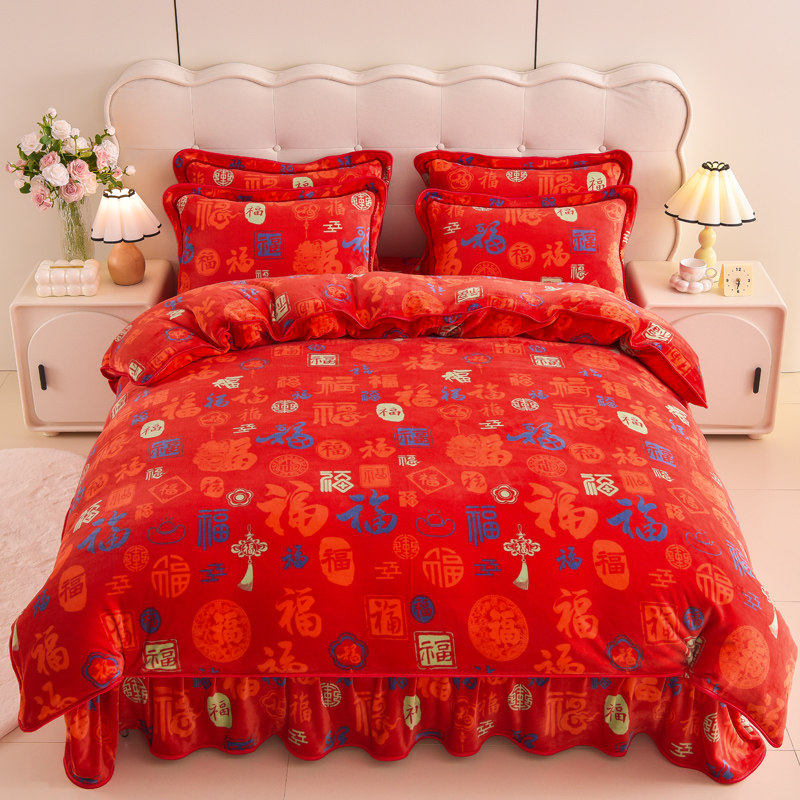 2025新款直播热款8.5斤高克重牛奶绒四件套秋冬季加厚床单被套