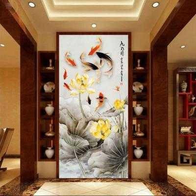 进门墙迎门墙壁纸玄关背景墙壁客厅房间布置墙面装饰