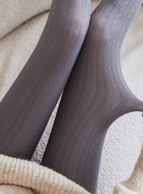 打底袜春秋款复古灰色天鹅绒连裤袜女弹力显瘦波浪纹打底裤袜百搭