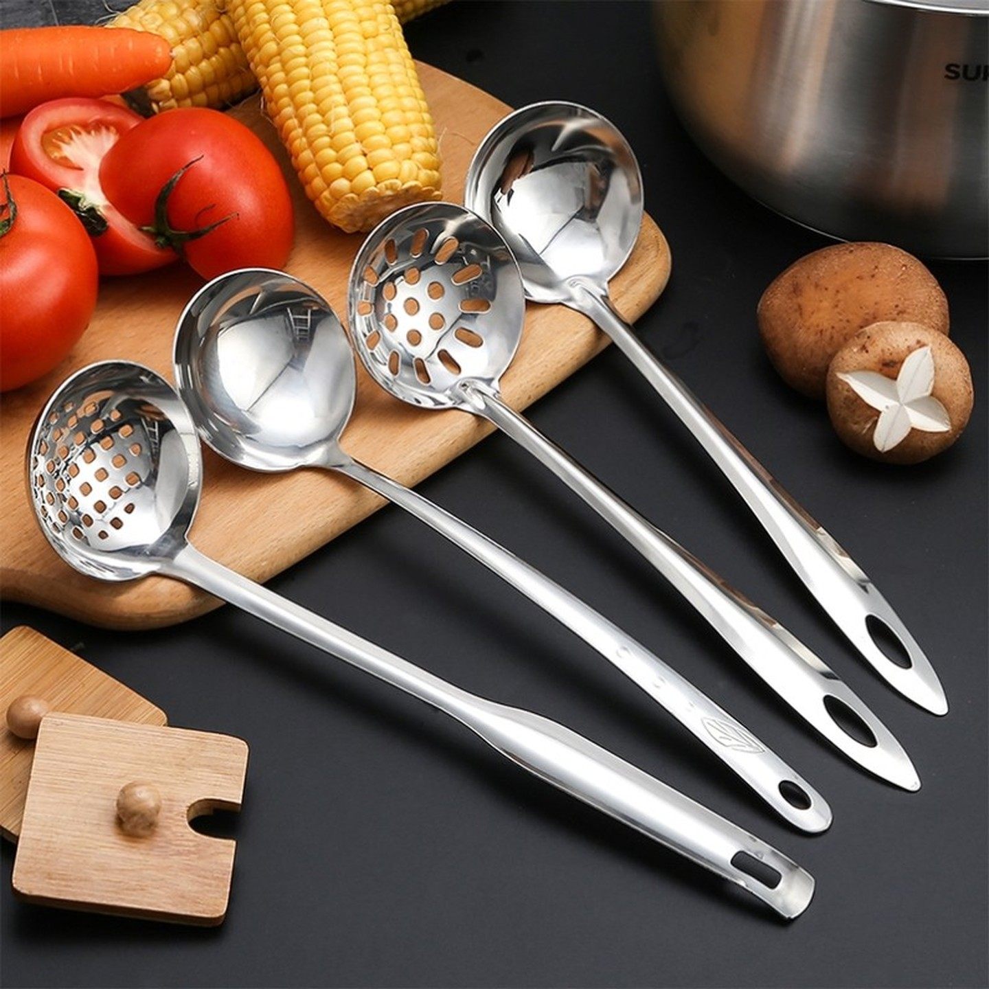 冰粉勺子摆摊商用小料勺果粉勺漏勺咖啡粉不锈钢奶茶店家用火锅勺