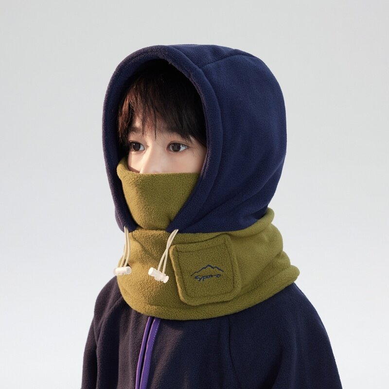 男童帽子围脖一体防风保暖面罩儿童围巾冬季内胆帽女孩滑雪雷锋帽