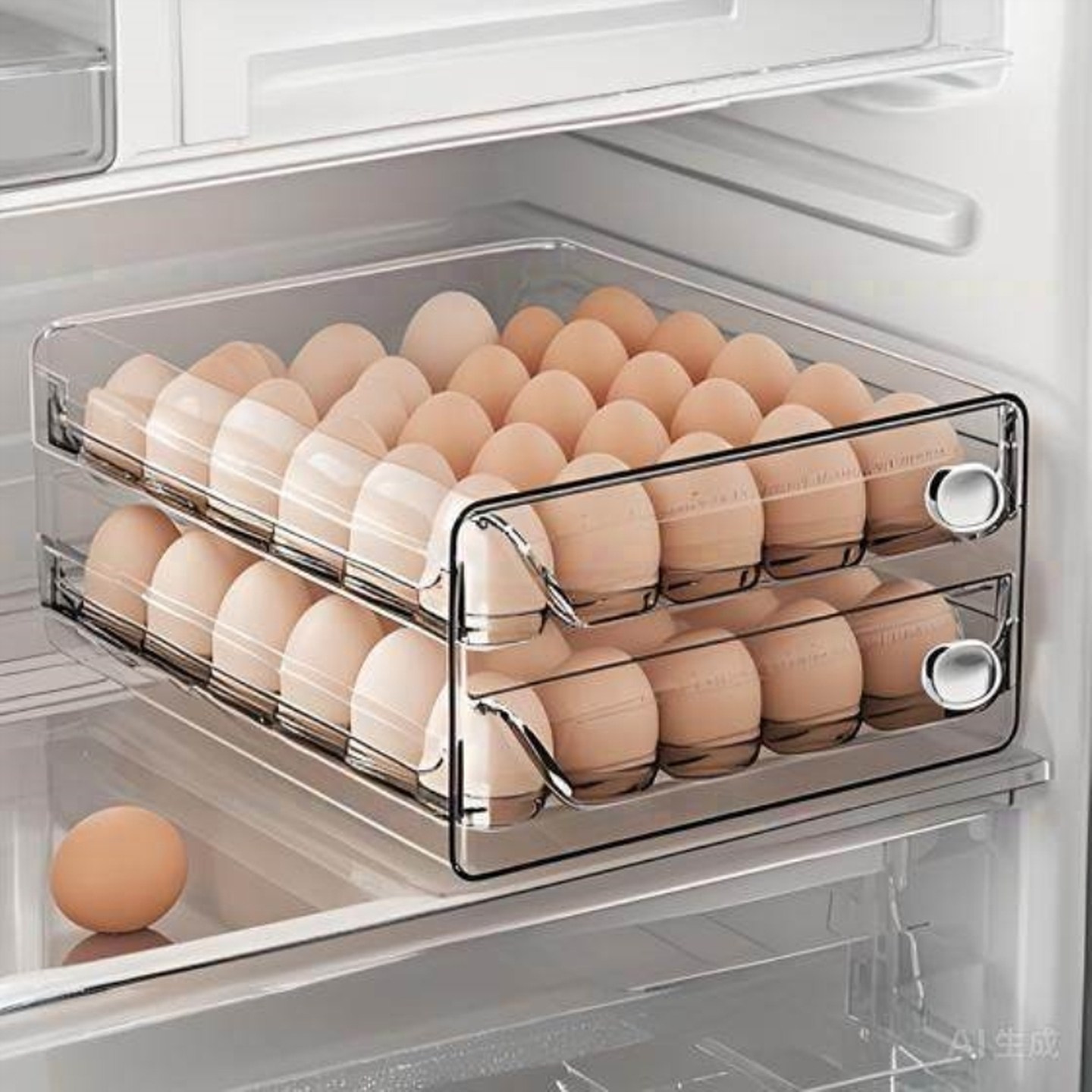 冰箱鸡蛋收纳整理神器抽屉式鸡蛋盒双层透明大容量鸡蛋存放保鲜盒,收纳整理,其他收纳盒,淘宝优惠券,粉丝福利购,淘宝优惠卷