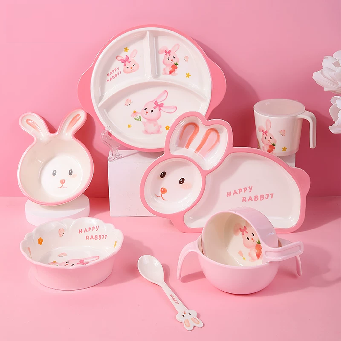 儿童餐盘分格女孩宝宝可爱卡通幼儿园吃饭餐盘小孩子辅食餐具套装