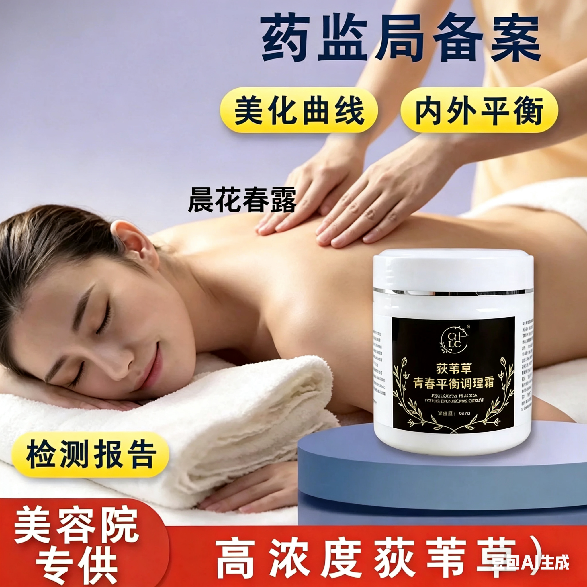 荻苇草荷尔蒙平衡调理霜按摩调节美化曲线疏通经络美容院按摩霜