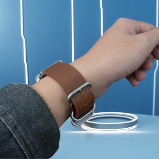 适用Apple Watch Ultra休闲运动表带 49mm男款 复古真皮手表带 防水防汗 兼容苹果S10/9/8/7 强韧性手表带