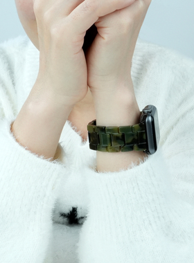 琥珀玳瑁iwatchs11苹果手表带树脂applewatch910代男女ultra3通勤替换手表带配件
