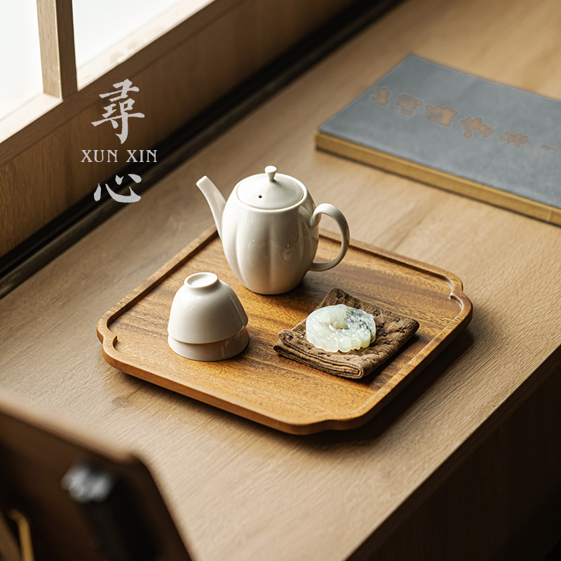 寻心胡桃木中式茶点盘