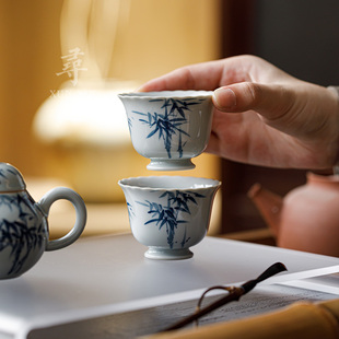 寻心仿古釉小高足茶杯陶瓷主人杯功夫茶具家用复古品茗杯单杯茶盏