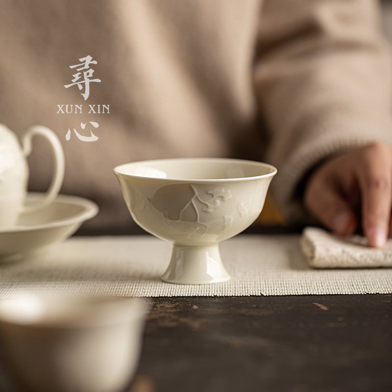 寻心定窑白中式复古茶杯图片