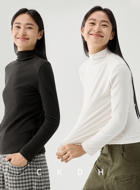CKDH加绒打底衫女德绒半高领秋冬季2025新款发热保暖纯色内搭上衣