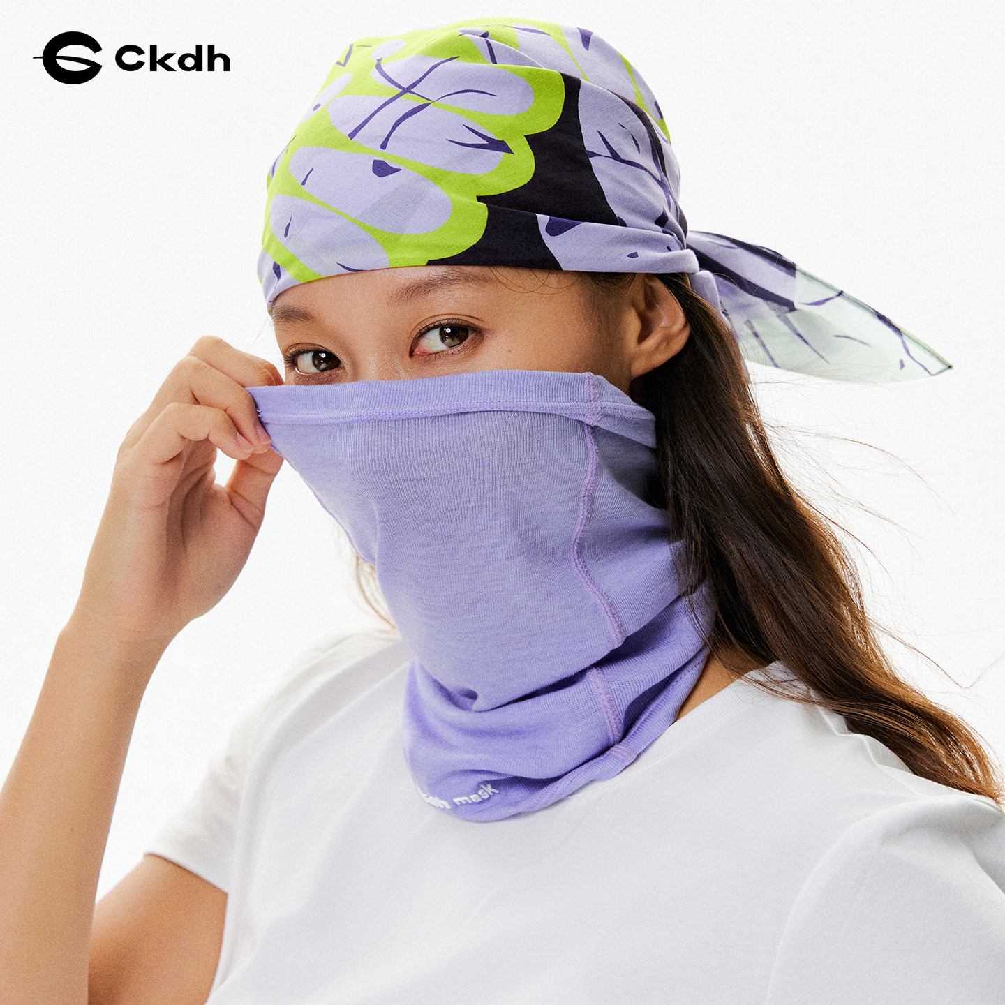 CKDH夏季骑行防晒面罩天丝羊毛薄款2026新款高弹多功能脖套领巾女