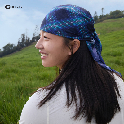 CKDH蓝色格纹包头巾男女户外
