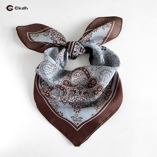 CKDH复古腰果花方巾高级感2025新款秋多功能丝巾发带男女头巾帽子