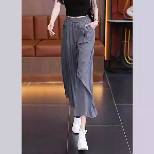 清仓折扣阔腿裤女夏季速干2026新款灰色M码小个子运动直筒裤子女