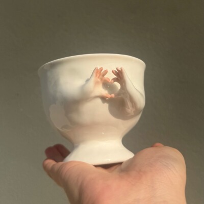 银河磁场比心杯咖啡拉花杯陶瓷釉下彩手作礼物