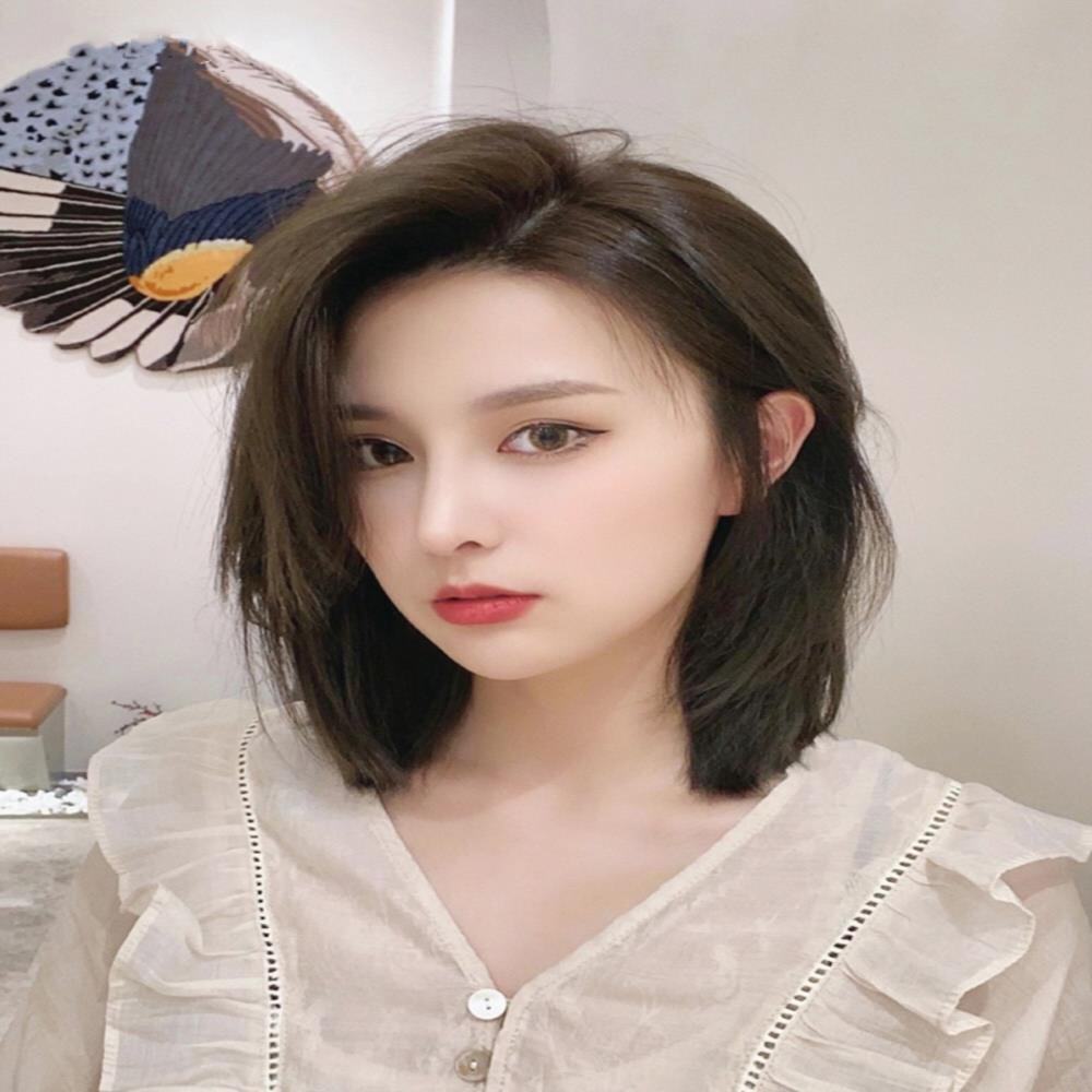 假发女中短发全真h自然真人发丝全头套偏分修脸真发网红气质假发