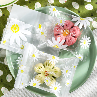 桃花知春酥包装袋鲜花饼传统糕茶点心月饼蛋黄酥绿豆糕透明机封袋