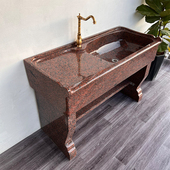 天然花岗岩整石一体洗衣槽阳台石头洗菜盆红色户外大理石洗衣池