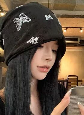 大头堆堆帽女夏季包头帽慵懒风韩版冷帽百搭显脸小时尚ins针织帽