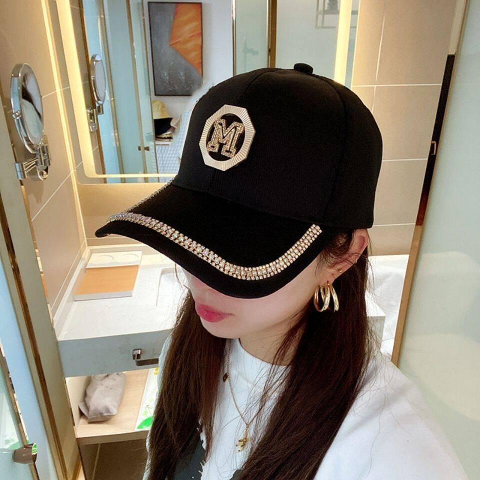 鸭舌帽女网红款春夏韩版潮金色水钻棒球帽青年街头时尚潮人帽子女