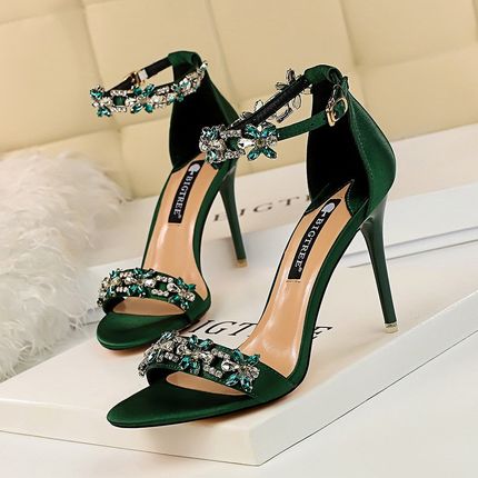 women fashion party sandals high heels shoes一字带高跟凉鞋女