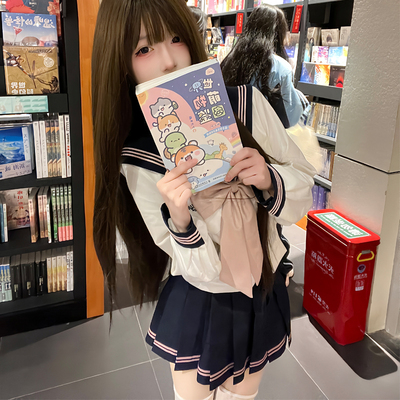 秋柚语学院风短袖收腰水手服套装