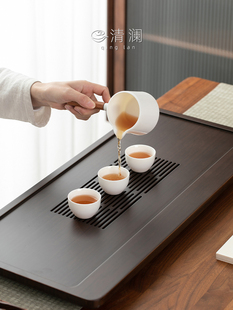 清澜茶盘家用沥水托盘长方形功夫茶具干泡台轻奢现代排水茶海茶台
