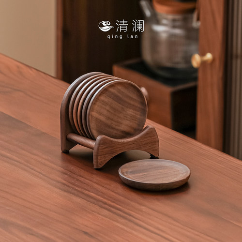 清澜胡桃木茶杯垫新中式隔热垫