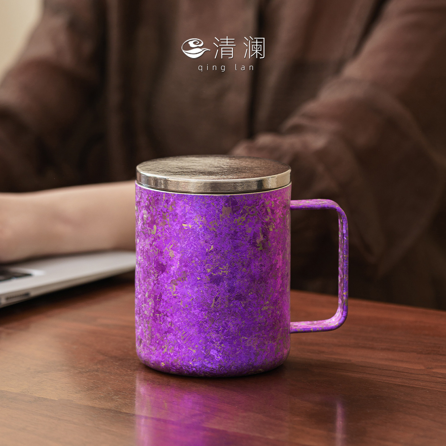 清澜纯钛办公杯茶水分离泡茶专用带盖水杯高端轻奢商务送礼礼盒装