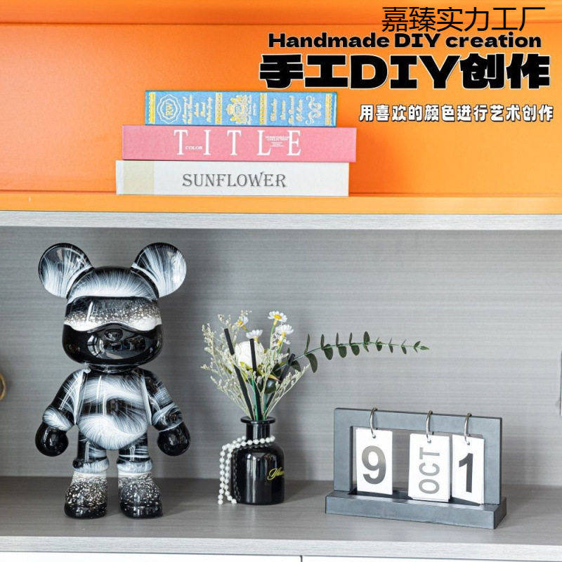 抖音网红新款手工diy流体流体熊成品客厅潮玩客厅轻奢存钱摆件,家居饰品,流水摆件,淘宝优惠券,粉丝福利购,淘宝优惠卷