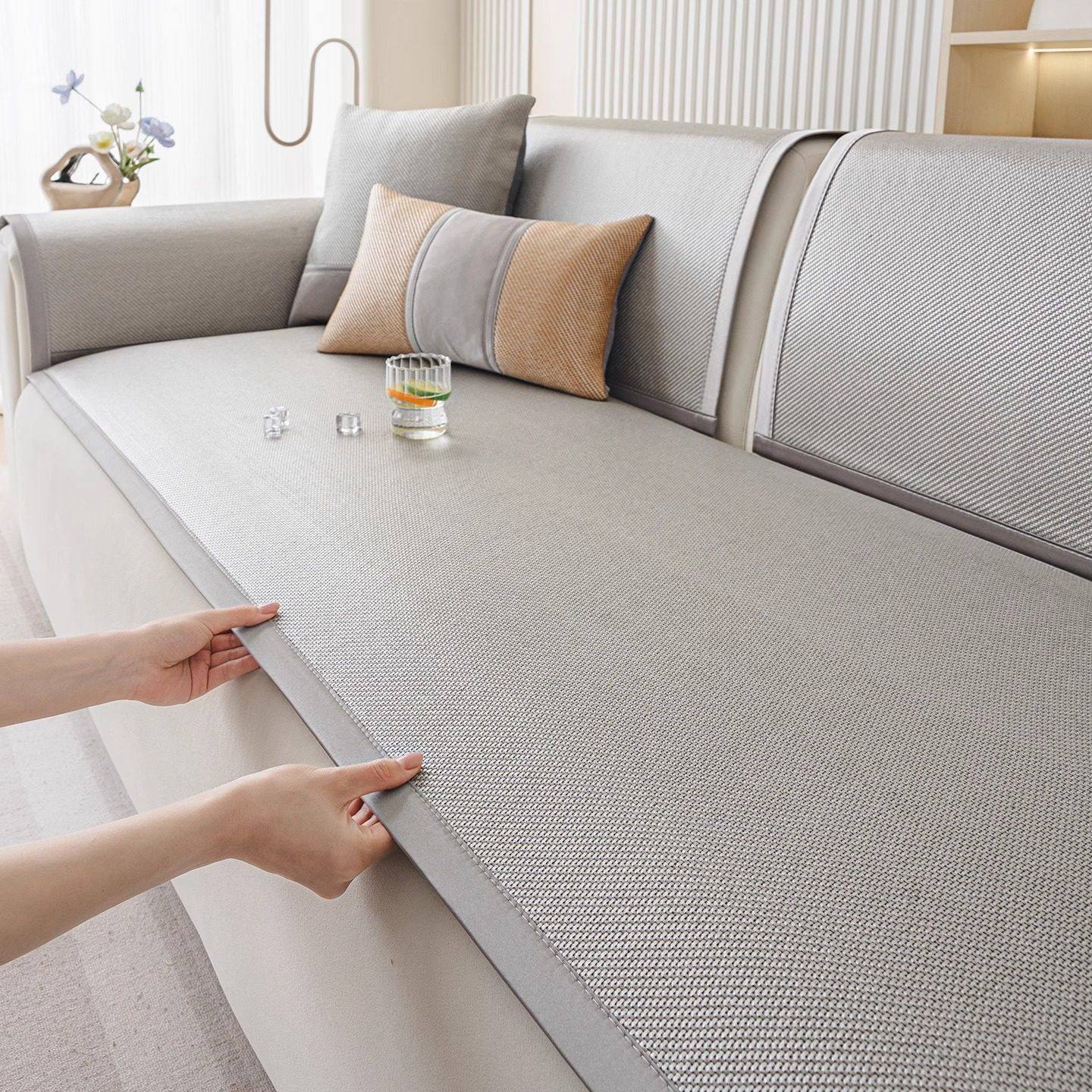 夏季凉席坐垫藤席凉垫夏天款2025新款防滑冰丝沙发垫沙发套罩盖布,居家布艺,沙发垫,淘宝优惠券,粉丝福利购,淘宝优惠卷