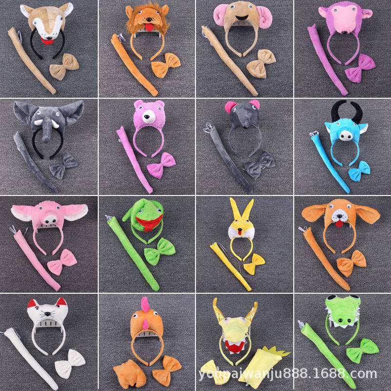 儿童成人动物立体毛绒头箍套装猫和老鼠尾巴头箍领带套装奶牛发箍,童装/婴儿装/亲子装,发饰,淘宝优惠券,粉丝福利购,淘宝优惠卷