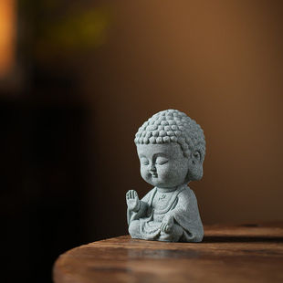 可爱小如来鱼缸青砂石摆件茶桌茶宠微景观造景小沙弥小和尚花宠