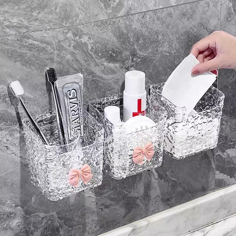 废弃洗脸巾收纳盒壁挂沥水浴室洁面巾擦脸巾二次整理卫生间置物架