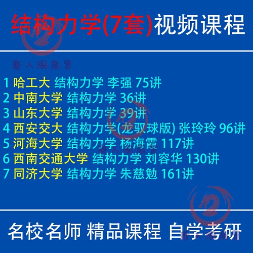 结构力学视频教程龙驭球张玲玲朱慈勉刘容华哈工同济大学考研辅导