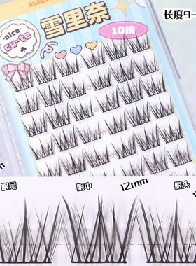 660雪里奈分段单簇假睫毛睫毛贴自然纤长轻泰妆仿真免胶睫毛