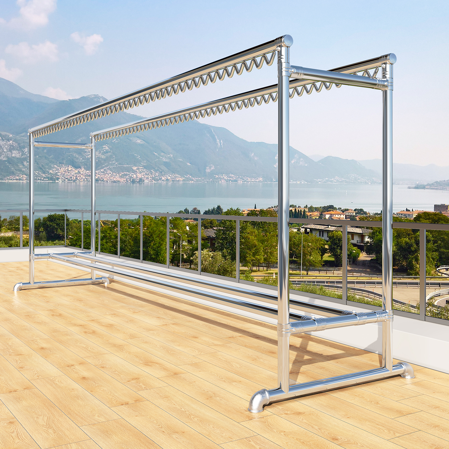 304不锈钢双杆晾衣架落地式