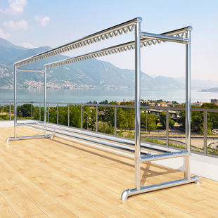 304不锈钢双杆晾衣架落地式阳台庭院防风晾衣杆户外可移动晒被架