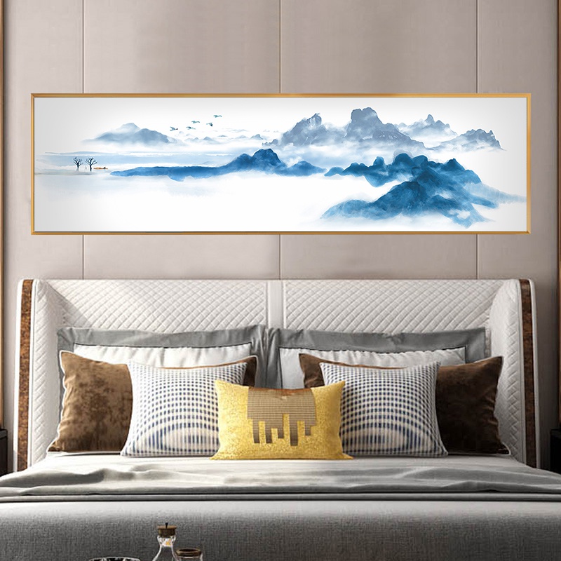 新中式客厅装饰画沙发背景墙壁横版卧室水墨山水画中国风床头挂画