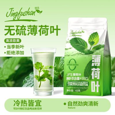 景福山 薄荷叶新鲜头茬新货特选干薄荷叶片清凉可食用代用茶叶65g