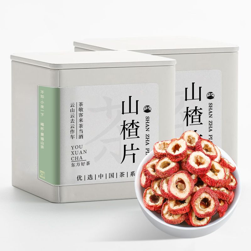 景福山 山楂干 精选中段山楂干无硫无核山楂片养生花草茶100g罐装