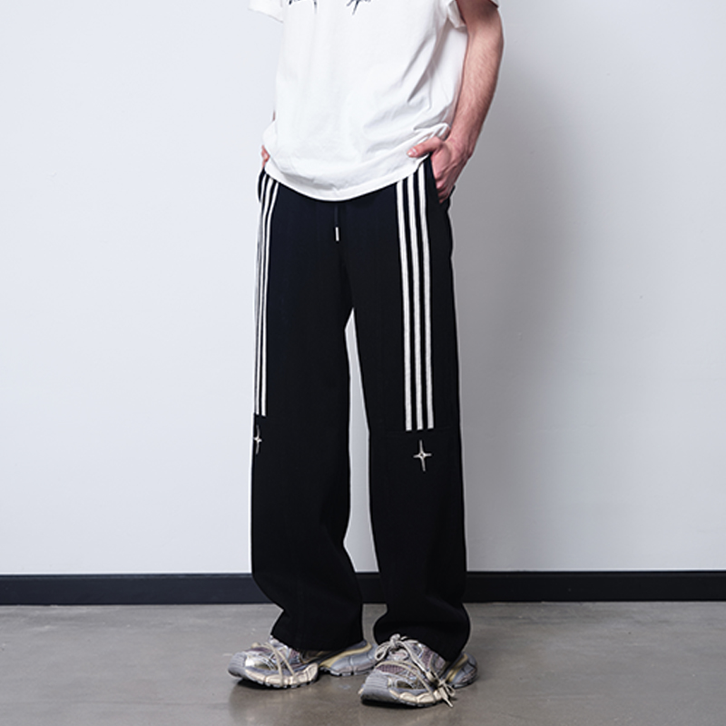 PASET学院风运动织带休闲裤子