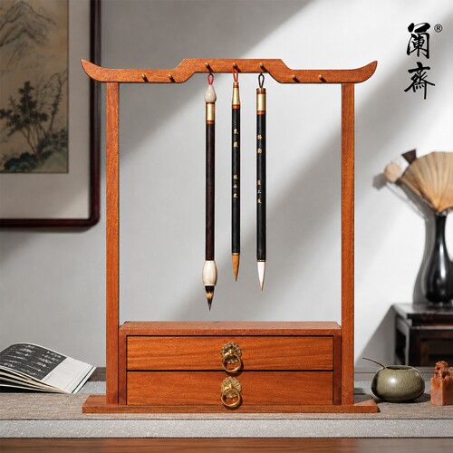 毛笔挂架实木多功能收纳