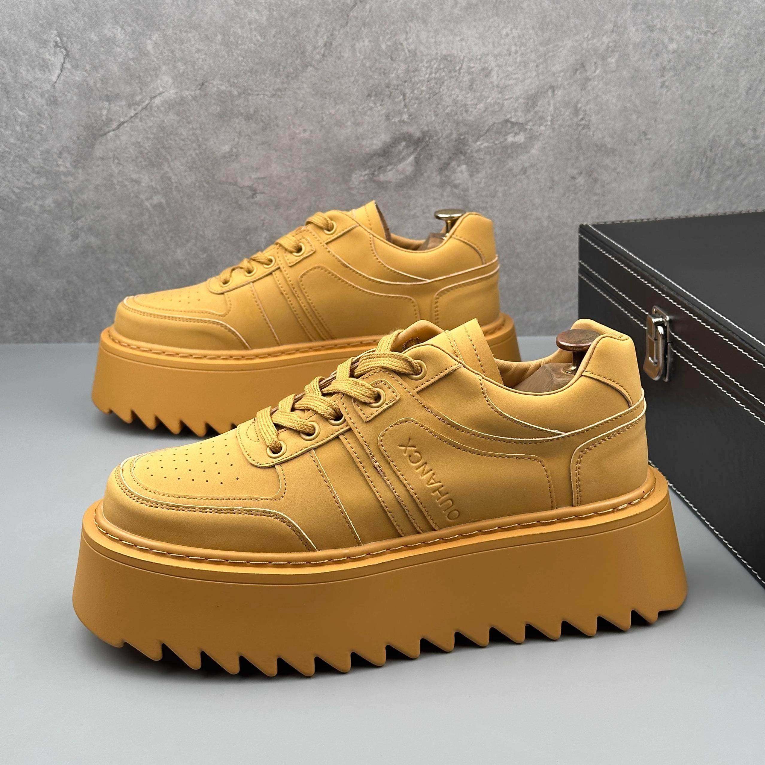 欧美潮牌松糕厚底板鞋春秋高级真皮小白鞋2025新款增高运动休闲鞋,流行男鞋,休闲板鞋,淘宝优惠券,粉丝福利购,淘宝优惠卷