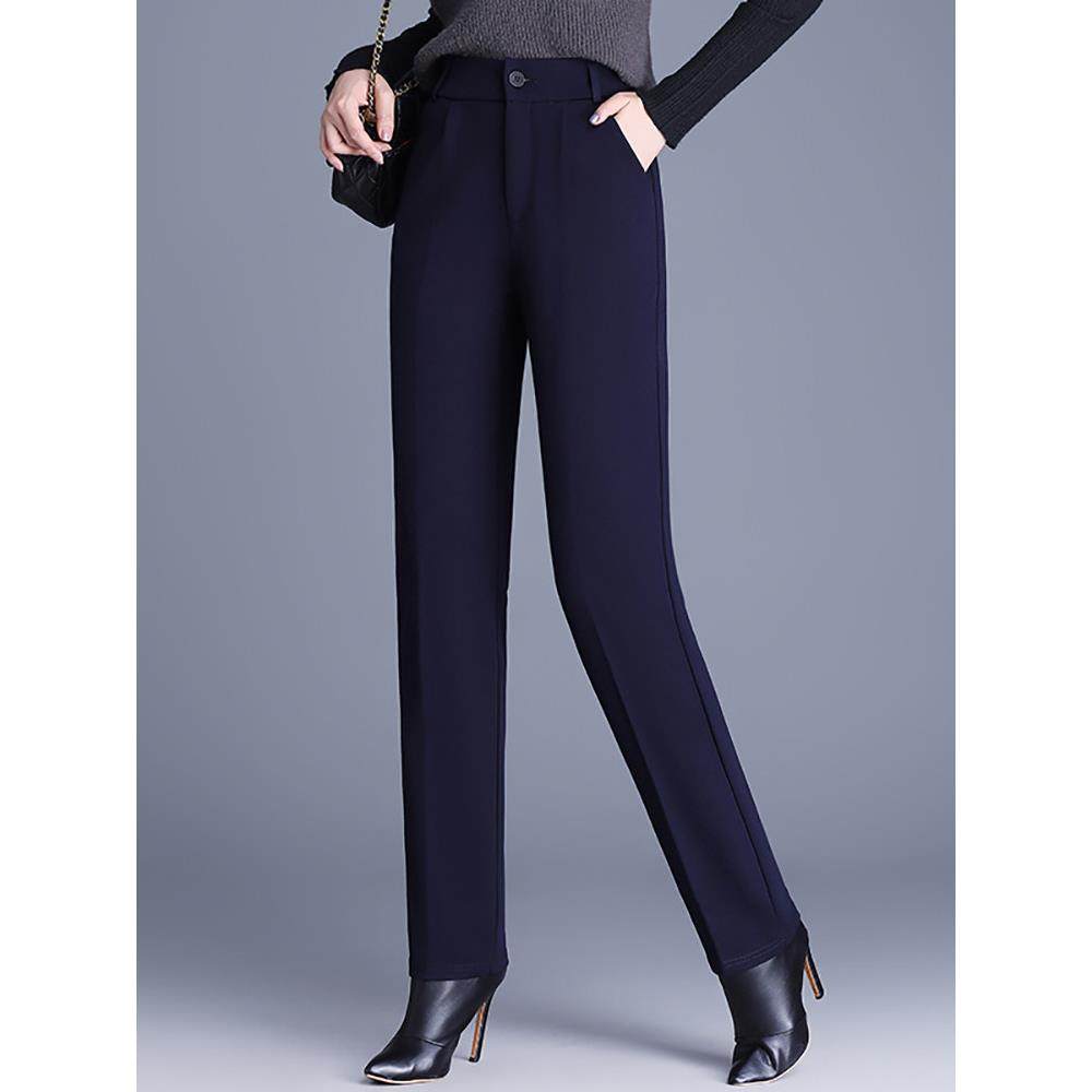 加绒西装裤女秋冬2025年新款高腰垂感直筒休闲裤显瘦大码小脚裤子